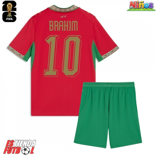 Marruecos Brahim Diaz #10 Primera Equipación Niños Mundial 2026 Manga Corta (+ Pantalones cortos)